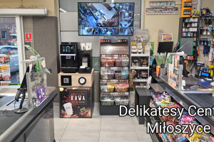 Kącik kawowy sklep Delikatesy Centrum Miłoszyce
